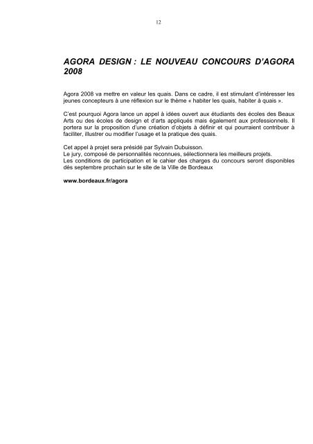 Dossier de presse - Agora 2008 - Bordeaux