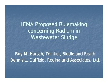 IEMA Proposed Rulemaking concerning Radium in Wastewater ...