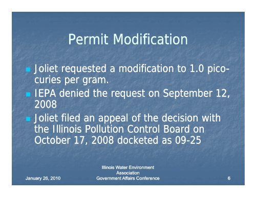 IEMA Proposed Rulemaking concerning Radium in Wastewater ...