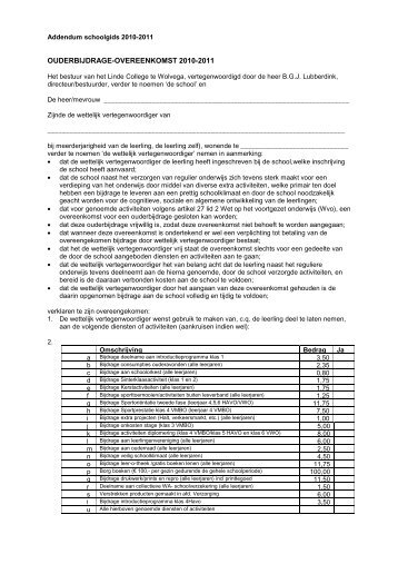 Ouderbijdrage versie maart 2011 - Linde College