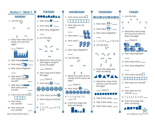 download free pages from daily mental math grade 2