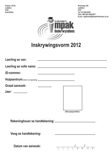 Impak Inskrywingsvorm - 2012.cdr
