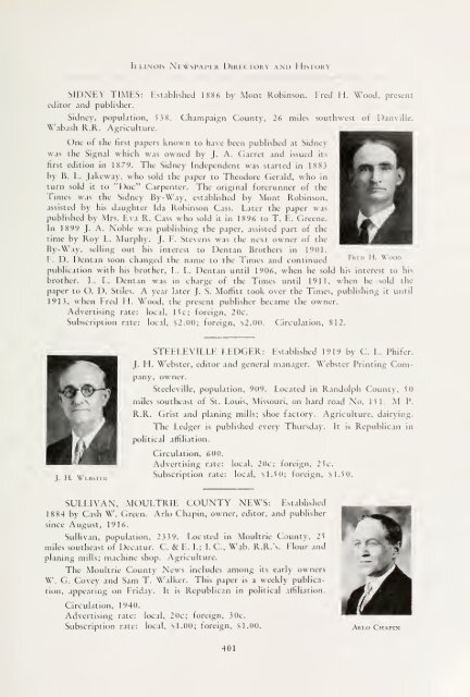 Illinois newspaper directory. History of the Illinois press association