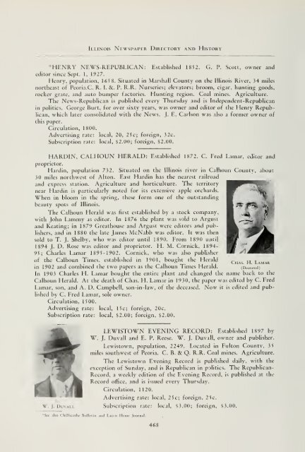 Illinois newspaper directory. History of the Illinois press association