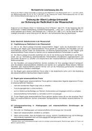 Ordnung Redlichkeit in der Wissenschaft mit 1. Änderungssatzung