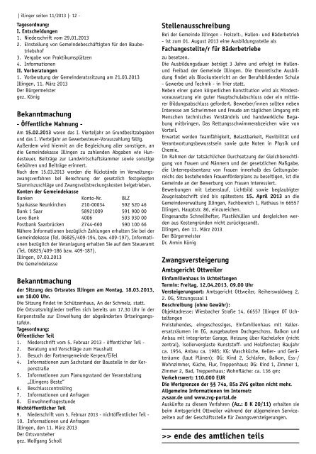 Mittwoch, den 13. März 2013 8. Jahrgang Nr. 11/2013 - Gemeinde ...