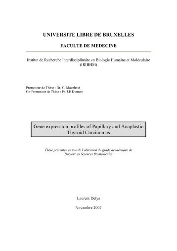 UNIVERSITE LIBRE DE BRUXELLES Gene expression profiles of ...