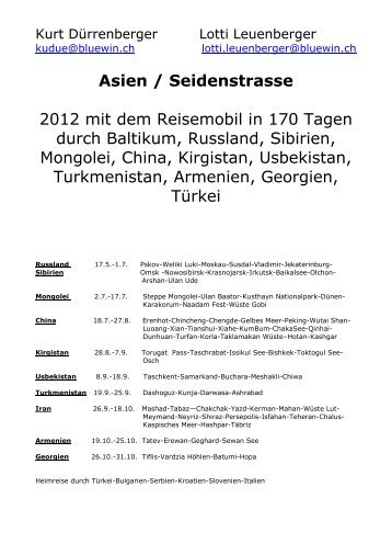 Reisebericht Asien - CS-Reisemobile