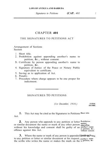 Signatures to Petitions Act - Laws Online Government of Antigua ...