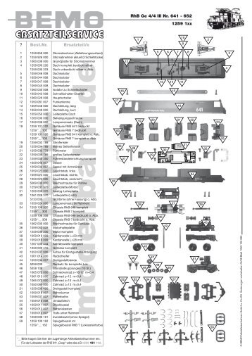 RhB Ge 4/4 III Nr. 641 - 652 1259 1xx ? Best.Nr. Ersatzteil/e - Bemo