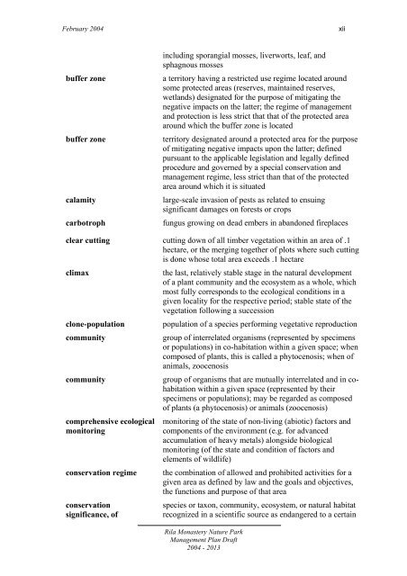 Rila Monastery Nature Park Management Plan - part - usaid