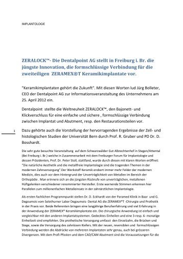 ZERALOCK™- Die Dentalpoint AG stellt in Freiburg i. Br. die jüngste ...