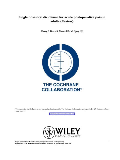 Single dose oral diclofenac for acute postoperative pain in adults