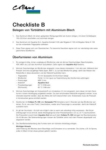 Checkliste B - Collano