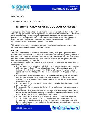 06/12 - Interpretation Of Used Coolant Analysis - Reco-Cool