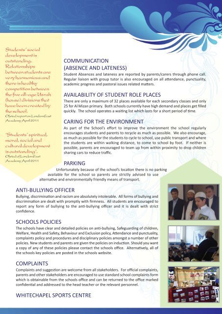 download our brochure - Al Mizan School & London East Academy