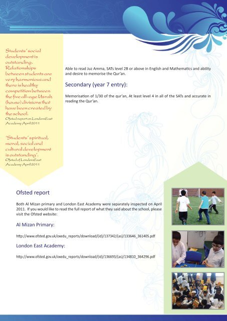 download our brochure - Al Mizan School & London East Academy