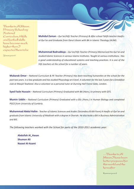 download our brochure - Al Mizan School & London East Academy