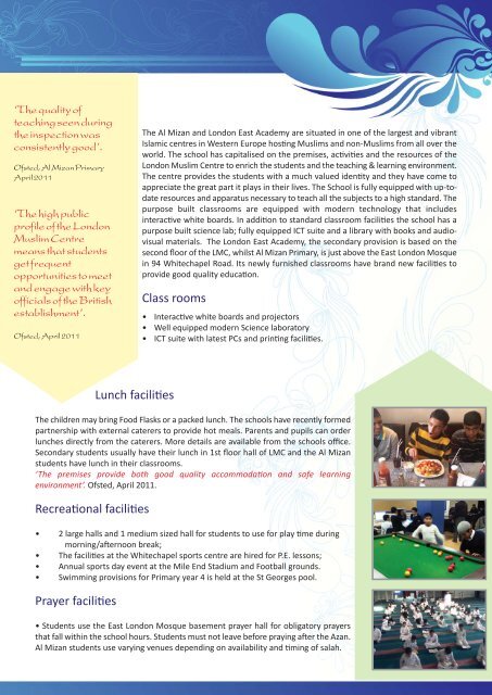 download our brochure - Al Mizan School & London East Academy