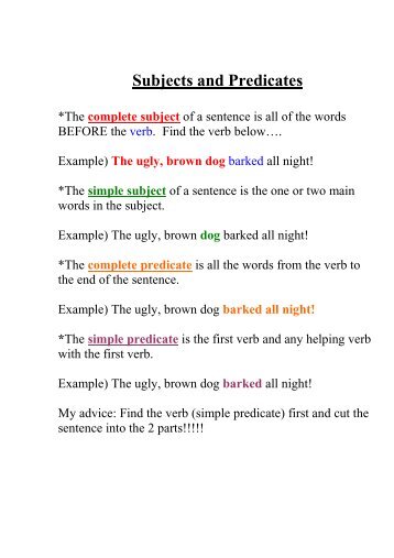 Subjects and Predicates