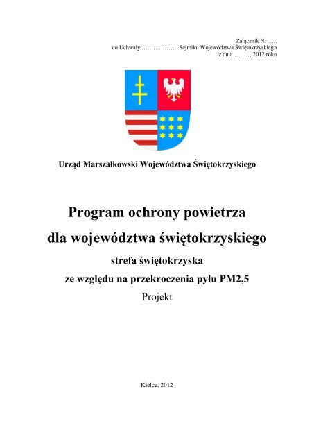 Program ochrony powietrza dla województwa świętokrzyskiego