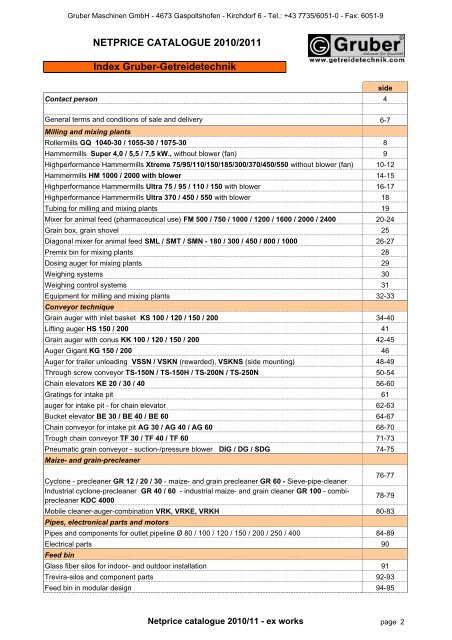 Seite 002_Inhalt 10, Inhaltsverzeichnis engl - Gruber Maschinen ...