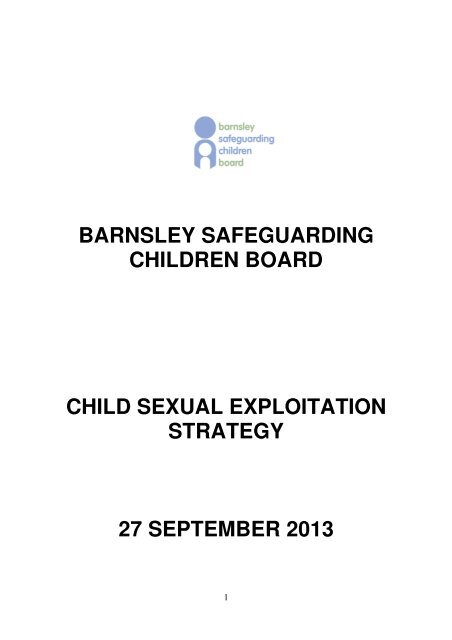 Child Sexual Exploitation Strategy - Barnsley Safeguarding Children ...
