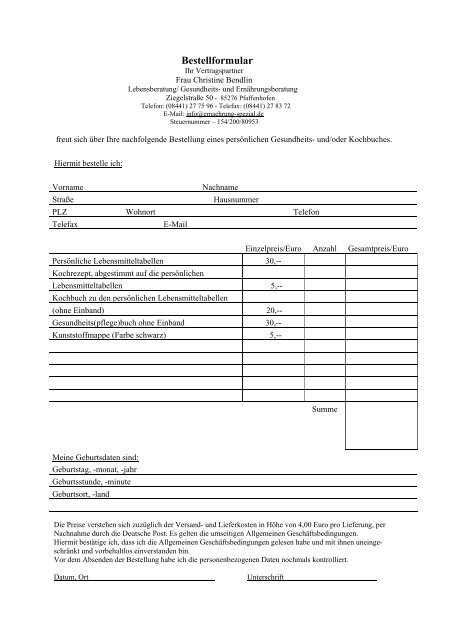 Download PDF Bestellformular mit Preisangabe und AGB's