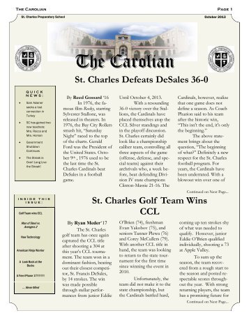 CarolianOctober2013Issue - St. Charles Preparatory School