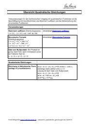 Übersicht Quadratische Gleichungen - Mathebaustelle