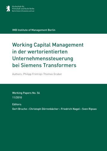 Working Capital Management in der wertorientierten ...