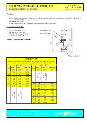 accouplement rigide vecobloc scl 88021 - VECO TRANSMISSIONS