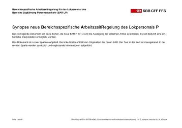 Synopse neue Bereichsspezifische ArbeitszeitRegelung des ... - VSLF