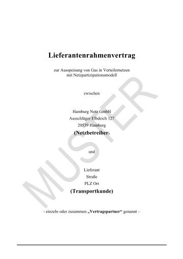 Muster Lieferantenrahmenvertrag PDF / 656 KB - Hamburg Netz ...