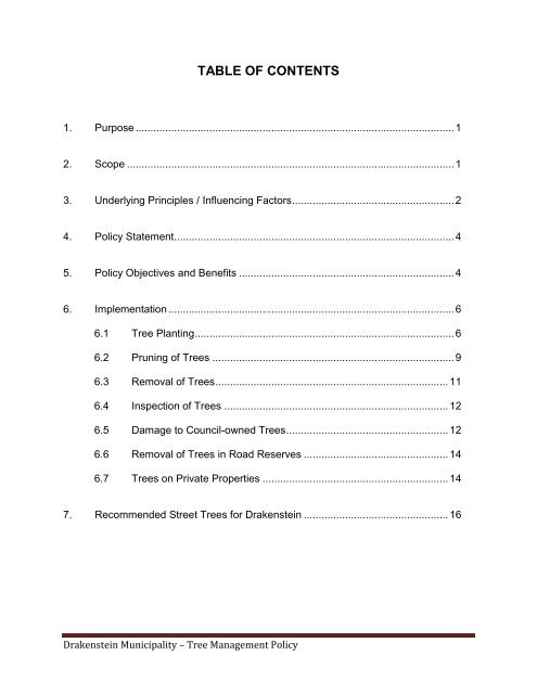 Tree Management Policy - Apr 2013 - Drakenstein Municipality