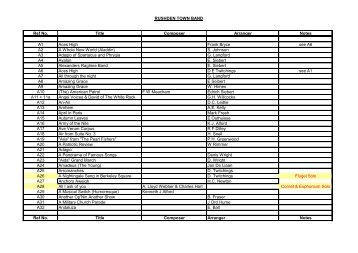 RUSHDEN TOWN BAND Ref No. Title Composer Arranger Notes A1 ...