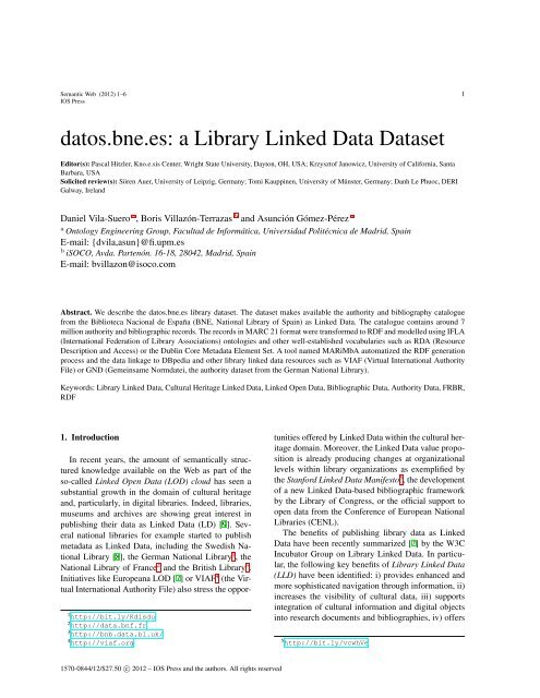 datos.bne.es: a Library Linked Data Dataset - Semantic Web Journal