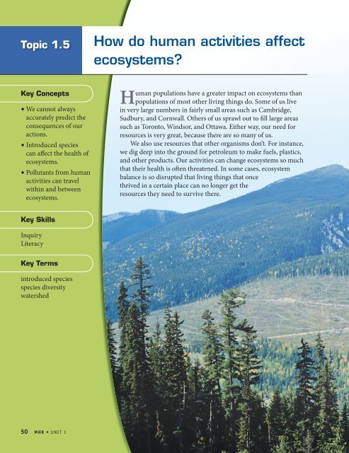 How do human activities affect ecosystems? - McGraw-Hill Ryerson
