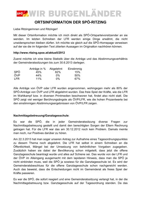 Informationsschreiben Ortsvorsitzender - SPÖ Ritzing