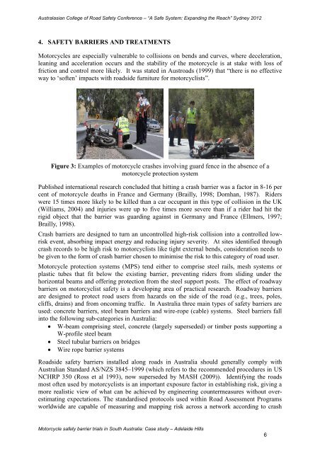 Motorcycle safety barrier trials in South Australia: Case study