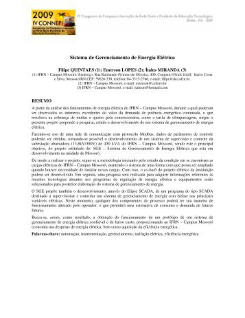 Sistema de Gerenciamento de Energia ElÃ©trica - Connepi2009.ifpa ...