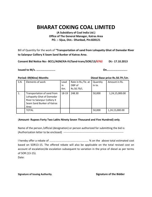 BHARAT COKING COAL LIMITED - Bccl.gov.in