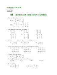III - Inverses and Elementary Matrices - SLC Home Page