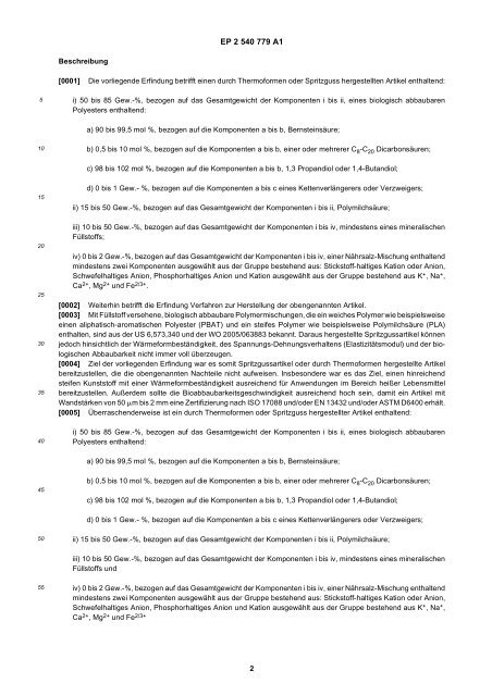 Durch Thermoformen oder Spritzguss hergestellter ... - Patent data