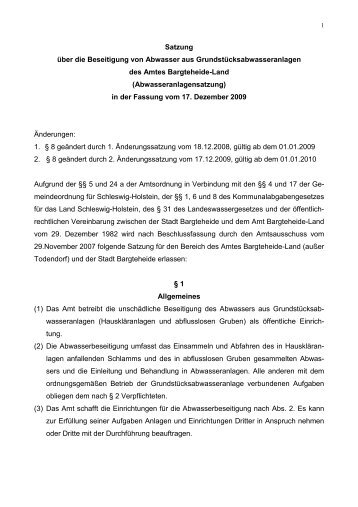 Amt - Satzung über die Beseitigung von Abwasser aus Grunds…