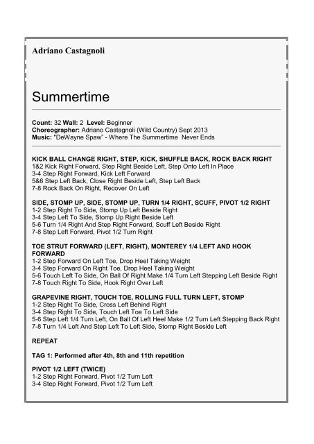 Summertime World Line Dance Newsletter