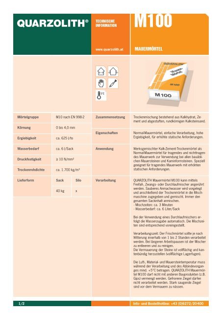 M 100 Mauermörtel - Quarzolith