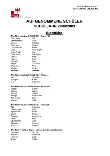 Aufgenommene Schüler 2008 - musikschulen.at