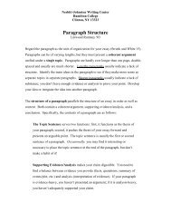 Paragraph Structure - Hamilton College