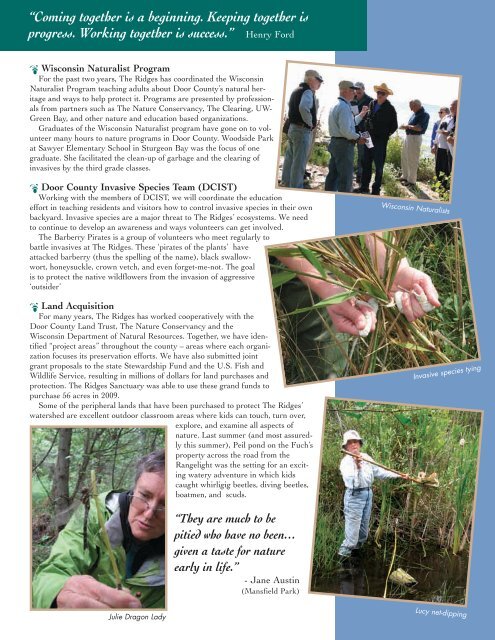 Spring 2010 Sanctuary Newsletter - The Ridges Sanctuary